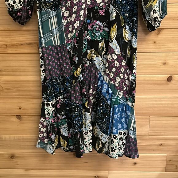 Monsoon Size 8 Bette Patch Print Long Sleeve Button Front Shirt Dress - Picture 6 of 15